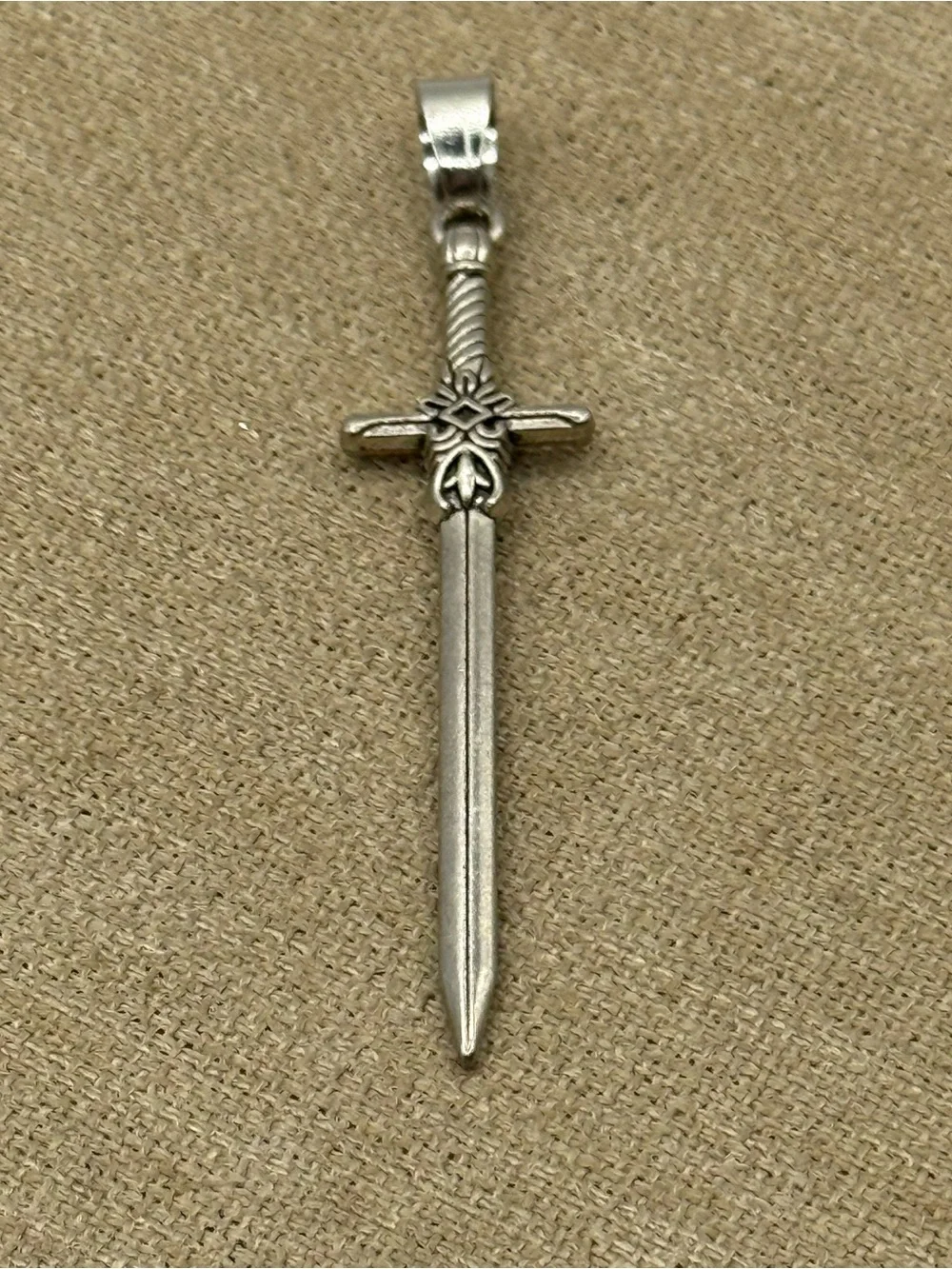 Silver-Color Sword Pendant Necklace for Men